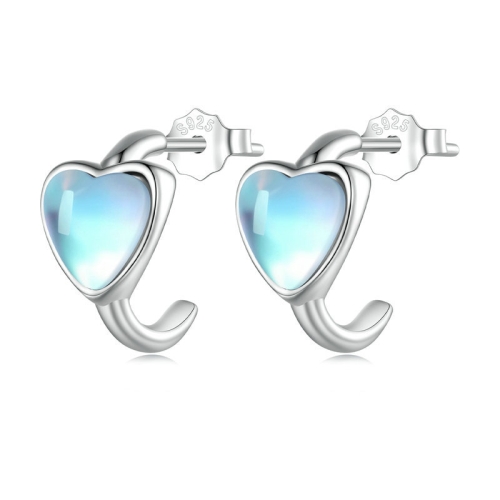 

SCE1546 S925 Sterling Silver Synthetic Moonstone Heart Stud Earrings