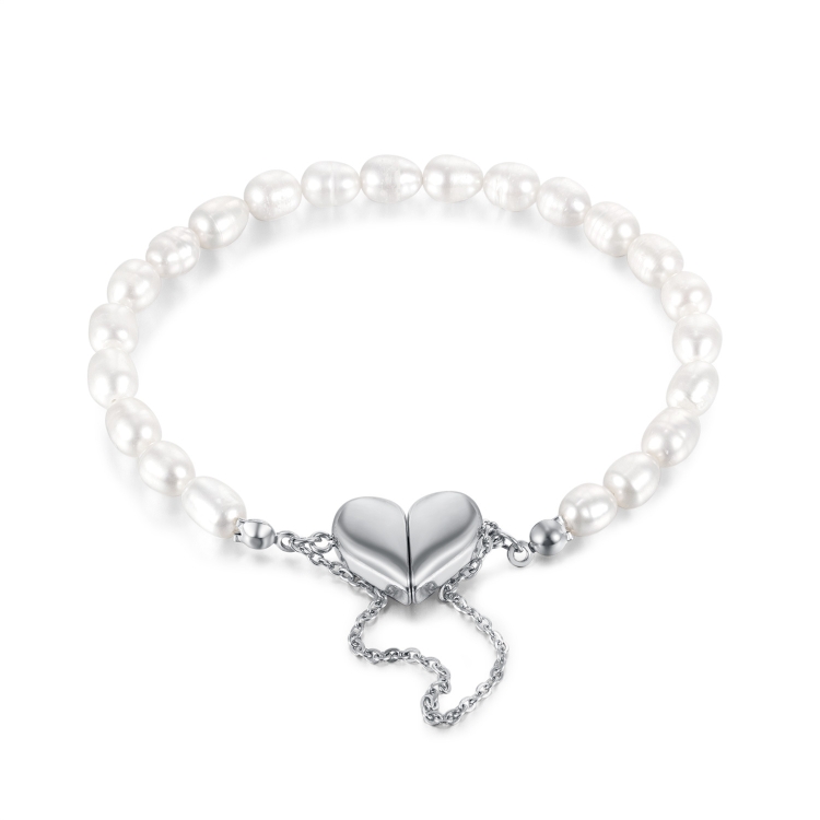 

OPK 1320 Pearl Hand Decoration Stainless Steel Magnetic Bracelet(Steel Color)