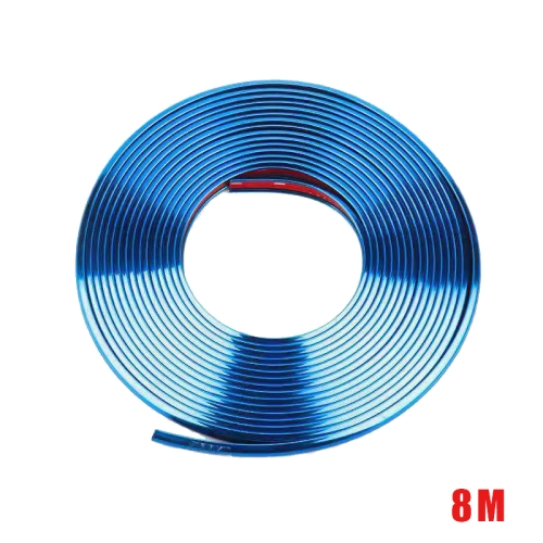 W12 8m/Rolle Auto Universal Reflektierendes Rad Galvanik Zierstreifen(Blau)