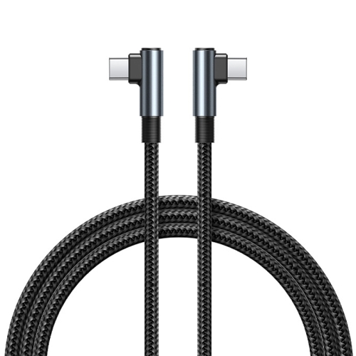 

REMAX RC-C002 USB-C/Type-C To USB-C/Type-C 65W Braided Data Cable with 90 Degree Elbow,Length 1m(Black)