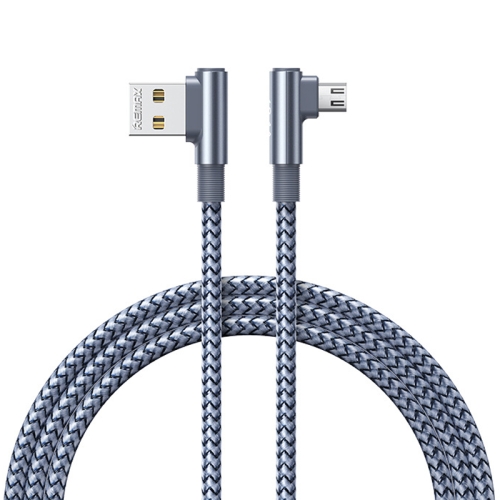 

REMAX RC-C002 USB To Micro USB 2.4A Braided Data Cable with 90 Degree Elbow,Length 1m(Silver)