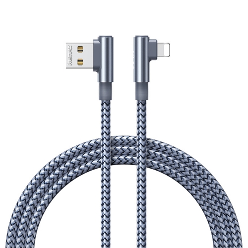 

REMAX RC-C002 USB To 8 Pin 2.4A Braided Data Cable with 90 Degree Elbow,Length 1m(Silver)