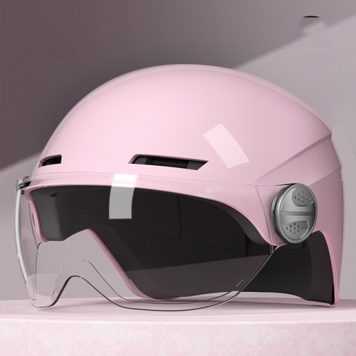 

BYB BY-530 Electric Car Motorcycle Summer Adult Breathable Helmet, Style: Transparent Short Lens (Cherry Pink)