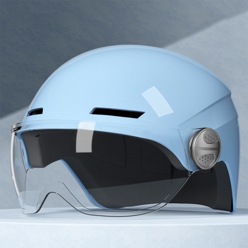 

BYB BY-530 Electric Car Motorcycle Summer Adult Breathable Helmet, Style: Transparent Short Lens (Ice Crystal Blue)