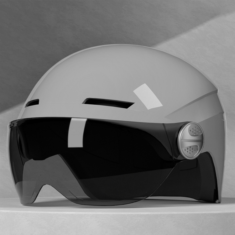 

BYB BY-530 Electric Car Motorcycle Summer Adult Breathable Helmet, Style: Tea Short Lens (Cement Ash)