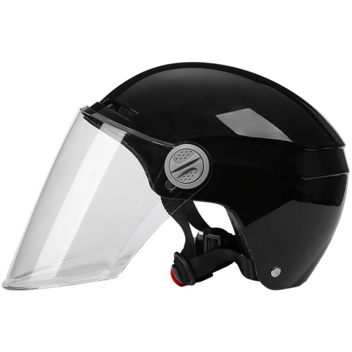 

BYB BY-530 Electric Car Motorcycle Summer Adult Breathable Helmet, Style: Transparent Long Lens (Piano Black)