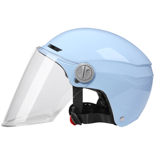 

BYB BY-530 Electric Car Motorcycle Summer Adult Breathable Helmet, Style: Transparent Long Lens (Ice Crystal Blue)