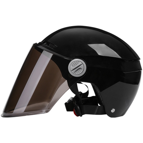 

BYB BY-530 Electric Car Motorcycle Summer Adult Breathable Helmet, Style: Tea Long Lens (Piano Black)