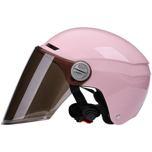 

BYB BY-530 Electric Car Motorcycle Summer Adult Breathable Helmet, Style: Tea Long Lens (Cherry Pink)