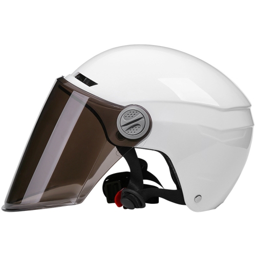 

BYB BY-530 Electric Car Motorcycle Summer Adult Breathable Helmet, Style: Tea Long Lens (Bright White)