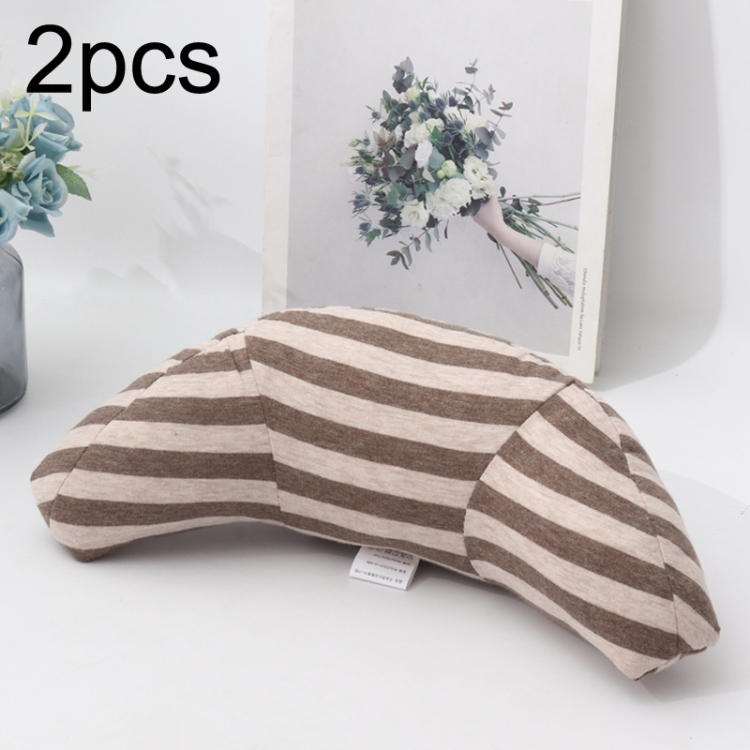 

2pcs Children Neck Headrest Comfortable Shoulder Cover Car Neck Guard Pillow(Brown Stripe)