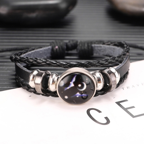 

10pcs Twelve Constellations Multilayer Beaded Cowhide Bracelet, Style: Gemini Luminous