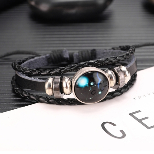 

10pcs Twelve Constellations Multilayer Beaded Cowhide Bracelet, Style: Taurus Luminous