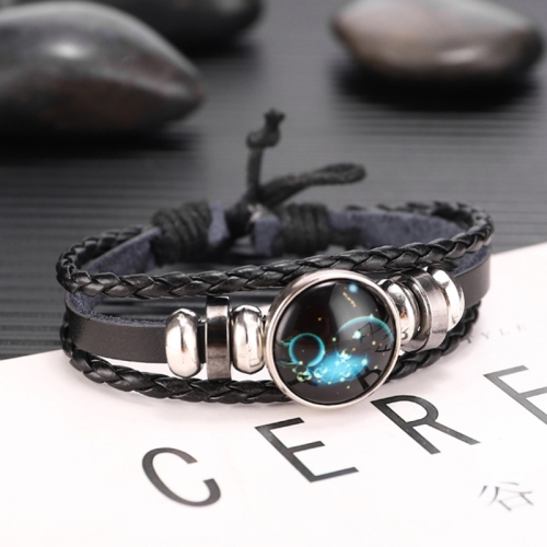 

10pcs Twelve Constellations Multilayer Beaded Cowhide Bracelet, Style: Aquarius Ordinary