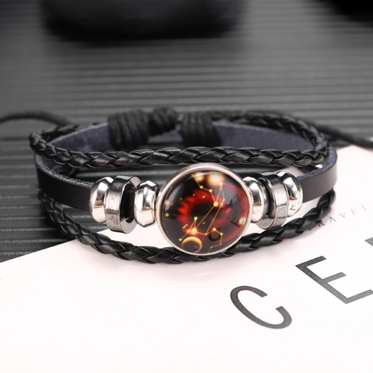 

10pcs Twelve Constellations Multilayer Beaded Cowhide Bracelet, Style: Leo Ordinary