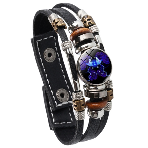 

Twelve Constellations Night Light Leather Rope Bracelet Woven Beads Bracelet, Style: Gemini