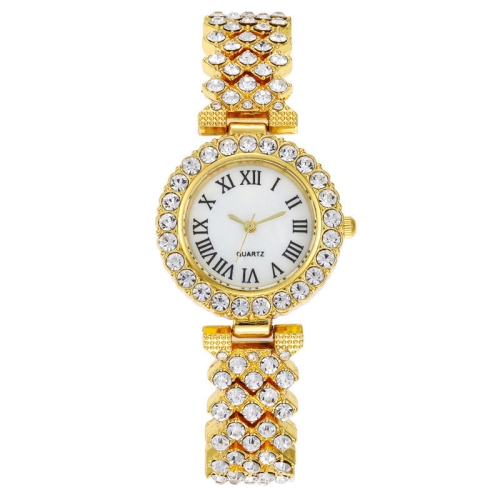 

Roman Pattern Diamond Ladies Quartz Watch, Color: Gold