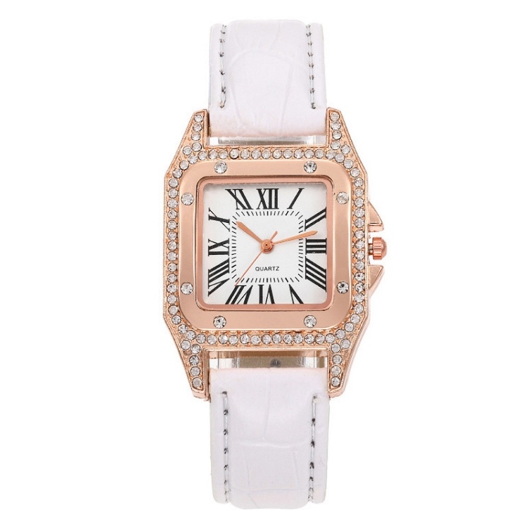 

Women Tonneau Square Strap Quartz Watch, Color: White