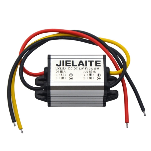 JIELAITE LK1253 15W Aluminum Alloy Intelligent Protection Waterproof Car Power Converter(12V to 4.2V/3A)