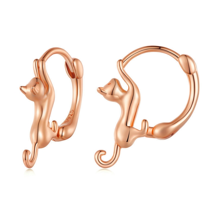 

Sterling Silver S925 Diamond Stretch Cat Stretch Earrings, Size: Large Rose Gold Plated