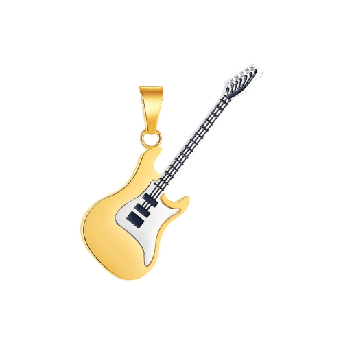 

OPK 1989 Personality Stainless Steel Guitar Pendant Titanium Steel Necklace, Color: Gold Pendant