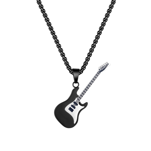 Buy OOMPH Black Titanium Steel Guitar Biker Fashion Pendant Necklace online