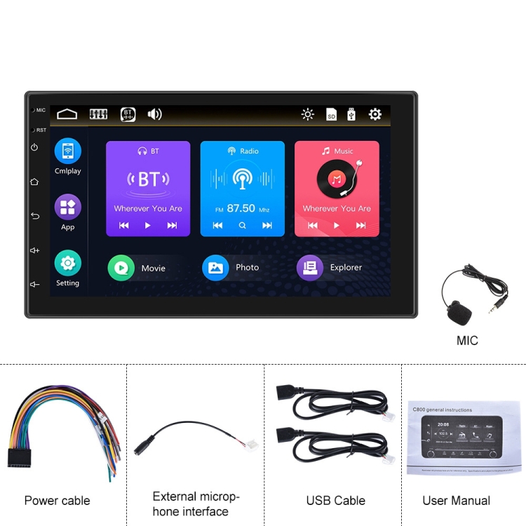 

7709 7 Inch Touch Button Dual Ingot Universal MP5 Bluetooth Player, Style:, Sort by color: Standard