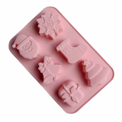 

6 Cavity Cake Mold Food Grade Non-Stick Silicone Merry Christmas Festival Dessert Making Mould(Style 1)