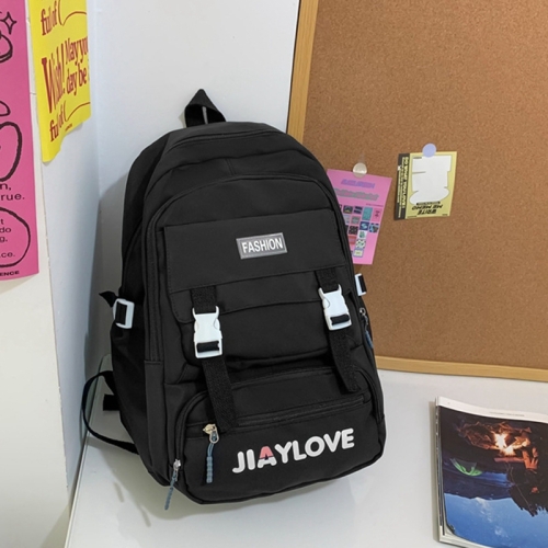 

Casual Nylon Boys And Girls School Bags Lightweight Shoulder Backpack(Black)