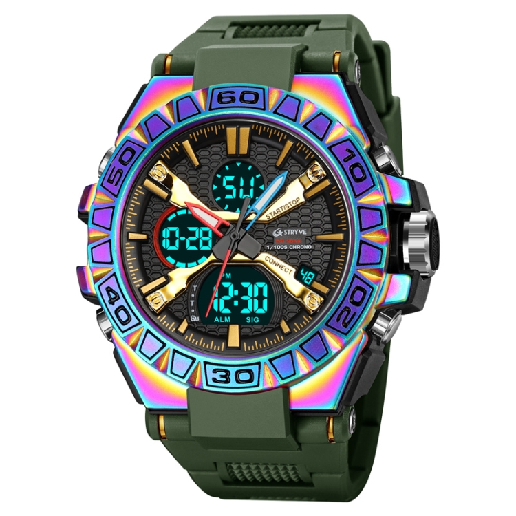 

STRYVE S8026 Sports Colorful Night Light Electronic Waterproof Watch Multifunctional Student Watch(Colorful Green)