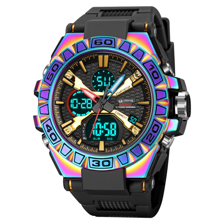 

STRYVE S8026 Sports Colorful Night Light Electronic Waterproof Watch Multifunctional Student Watch(Colorful Black)