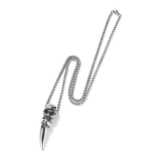 

1837 Skull Titanium Steel Men Necklace Personalized Pendant Accessories, Style: Pendant+3x55cm Pearl Chain