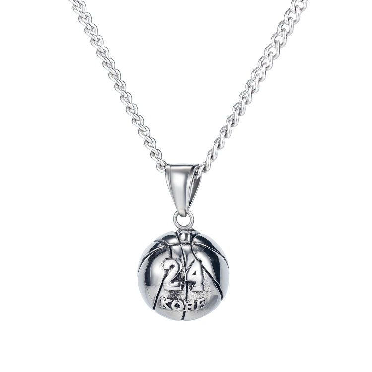 

1693 Men Titanium Steel No. 24 Basketball Pendant Necklace, Style: Single Pendant