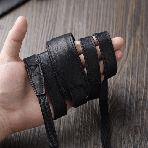 

Outdoor Photography Cowhide Leather Camera Shoulder Hanging Neck Winding Strap, Spec: Top-layer (Black)