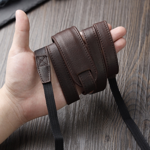 

Outdoor Photography Cowhide Leather Camera Shoulder Hanging Neck Winding Strap, Spec: Top-layer (Deep Coffee)