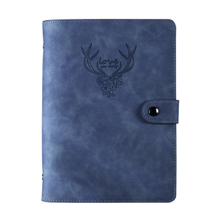 

A5 Deer Head Loose-Leaf Notebook Literary Small Fresh Handwritten Notebook(Denim Blue)