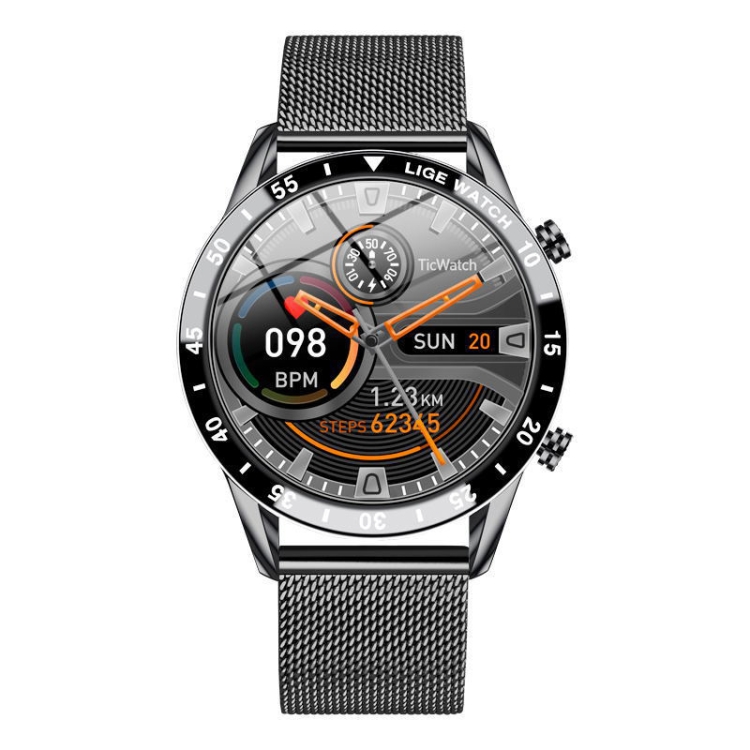 

LIGE 0175 Bluetooth Step Perseverance Detection Smart Watch, Style: Mesh Belt (Black)
