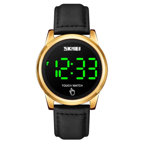 

SKMEI 1684 Touch Screen Simple Leather Strap Men Watch, Color: Gold