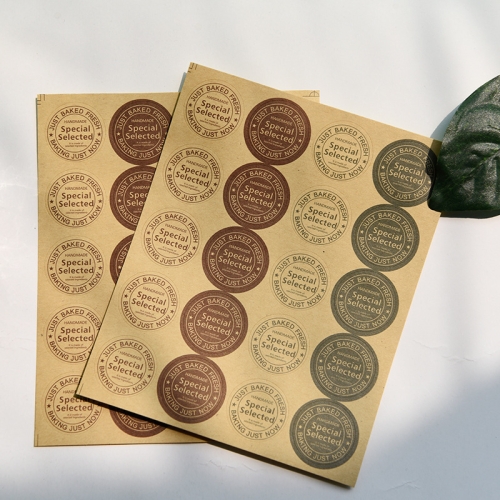

50sheets F14 Vintage Baking Just Now Kraft Paper Stickers Envelope Sealing Stationery Decor