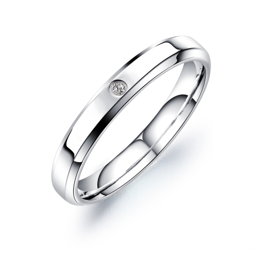 

655 Inlaid Diamond Titanium Steel Couple Ring Simple Single Diamond Ring, Size: Women Style 5