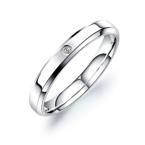 

655 Inlaid Diamond Titanium Steel Couple Ring Simple Single Diamond Ring, Size: Women Style 9