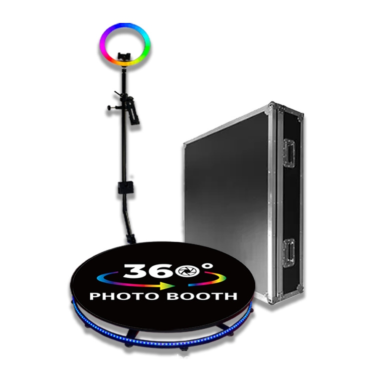 

100cm RGB Fill Light Photo Booth Turning Led Camera Photo Spin Stand With Flight Case