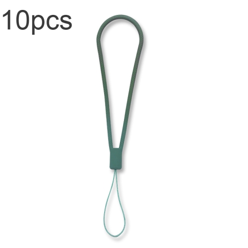 

10pcs Silicone Woven Pattern Cell Phone Lanyard Anti-loss Hand Rope(Dark Night Green)