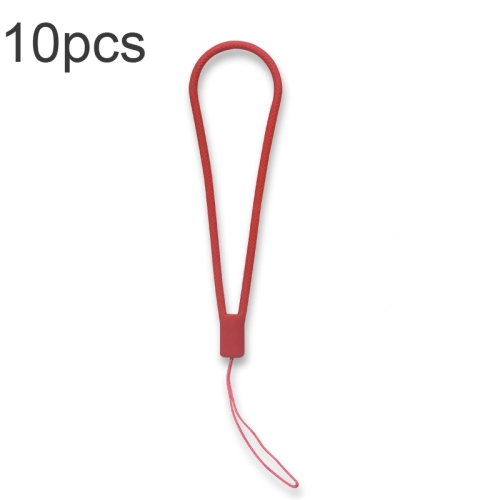 

10pcs Silicone Woven Pattern Cell Phone Lanyard Anti-loss Hand Rope(Tea Red)