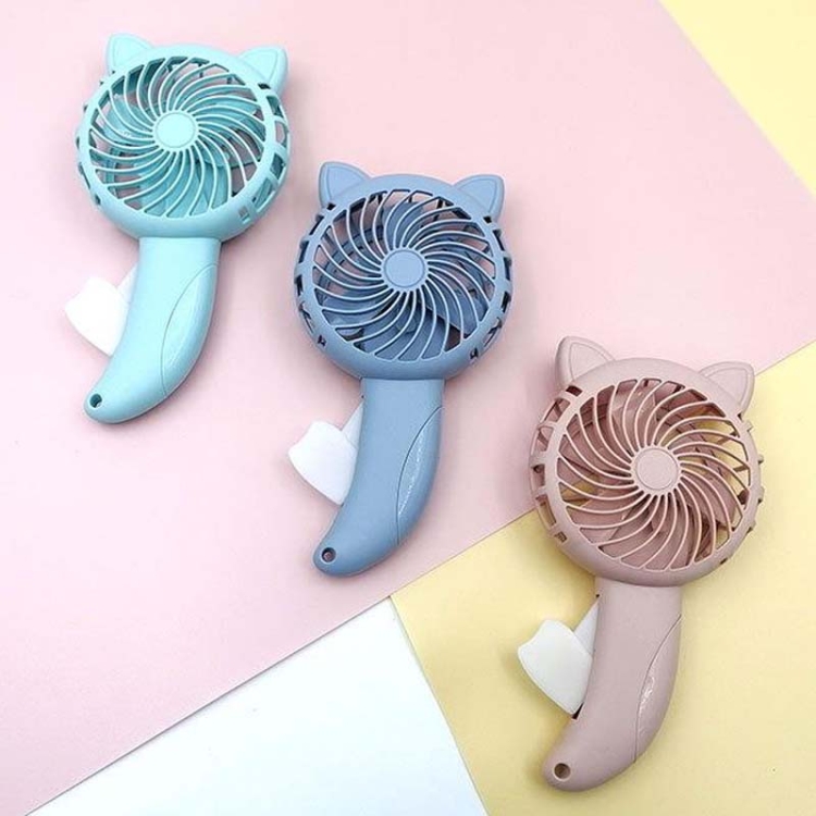 

3pcs BY36 Cartoon Cat Ears Handheld Fan Manual Press No Battery(Color Random Delivery)