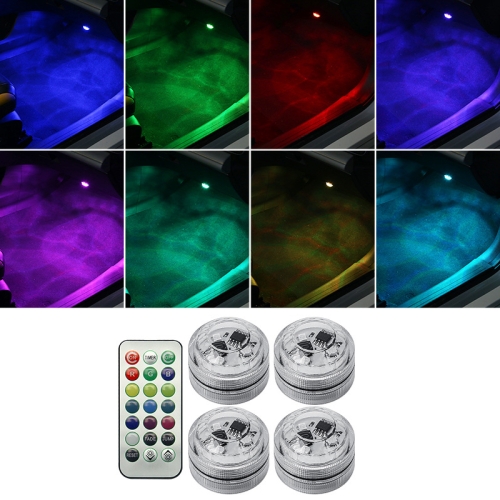 Luce colorata per atmosfera con telecomando senza fili per modifica auto,  specifica: 4 luci + 1