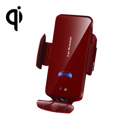 

V6 Car Magnetic Suction Phone Bracket 15W Dual Mode Wireless Fast Charging Automatic Induction Car Navigation Bracket(Red)