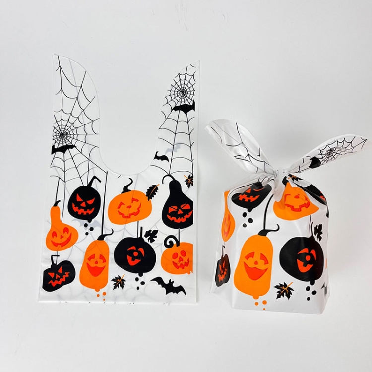 50pcs /Pack Halloween Packaging Bags Candy Snacks Treat Bags, Size:  13.5x22cm(Spider Pumpkin)