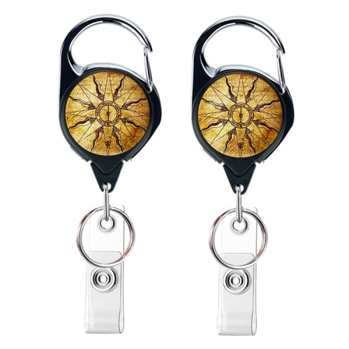 

2pcs 65cm Retractable Pull Badge Reel Vintage Compass Map Name Tag Card Badge Holder(Compass)