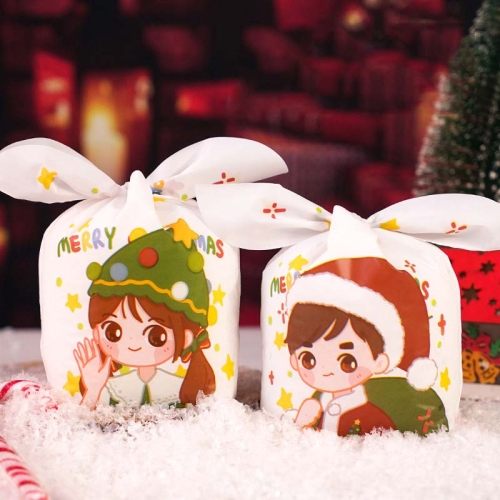 

1bag Candy Packaging Bags Baking Biscuit Gift Bags 13.5x22cm(White Christmas Boy Girl)